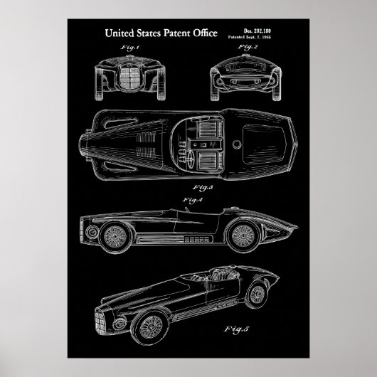 Poster Brevet de voiture classique 1965 (Devant)