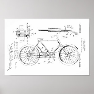 Poster Brevet d'engrenages de bicyclette Vintage 1920 Imp