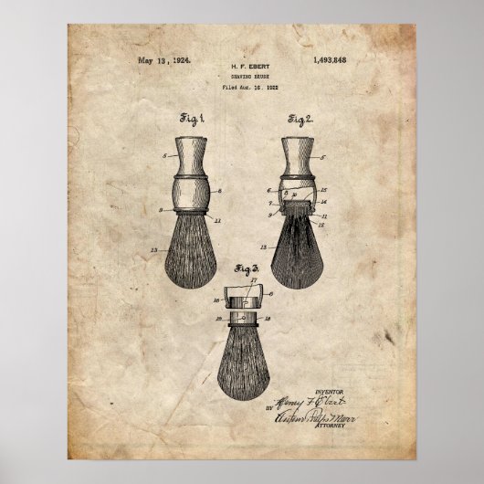 Poster Brevet d'impression d'une brosse à raser (Devant)
