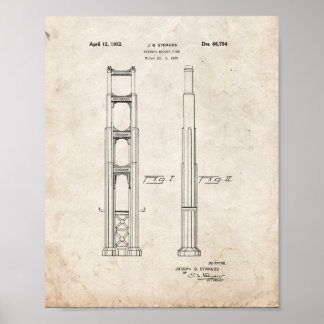 Poster Brevet du pont Golden Gate - Vieux look