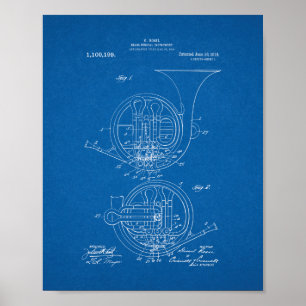Poster Brevet en laiton d'instrument de musique - modèle