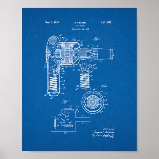 Poster Brevet pour le sèche-cheveux - Plan directeur (Devant)