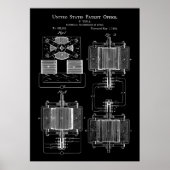 Poster Brevet Tesla Power Transmitter 1888 (Devant)
