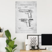 Poster Brevet US - Browning M1911 (Bureau à domicile)