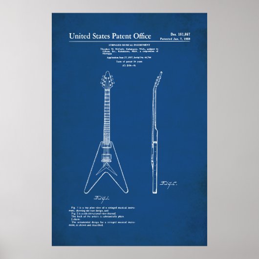Poster Brevet US - Gibson Flying V (Devant)