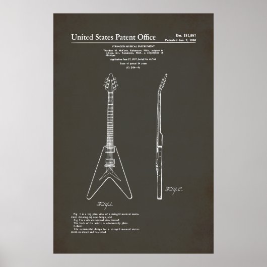 Poster Brevet US - Gibson Flying V (Devant)