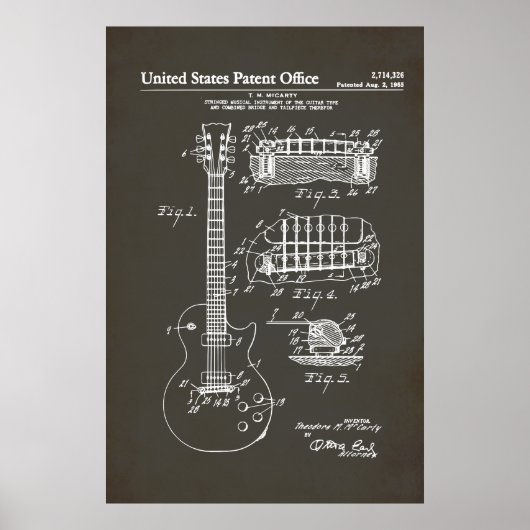 Poster Brevet US - Guitare acoustique (Devant)
