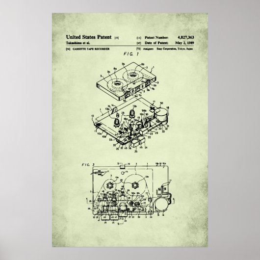 Poster Brevet US - Lecteur Cassette (Devant)