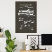 Poster Brevet US - Phonographe cylindrique (Bureau à domicile)