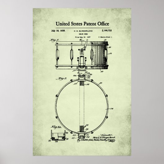 Poster Brevet US - Snare Drum (Devant)