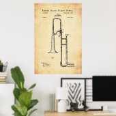 Poster Brevet US - Trombone (Bureau à domicile)