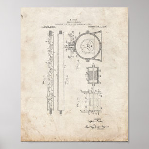 Poster Brevet valvulaire de conduit de Tesla - vieux
