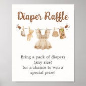 Poster Brewing Coffee Baby Shower Diaper Raffle Sign (Devant)