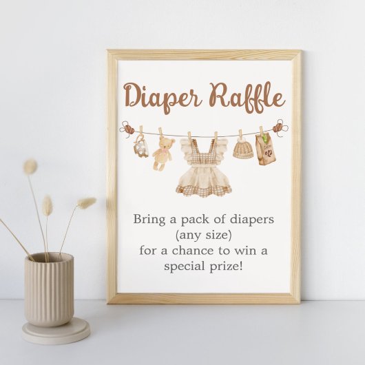 Poster Brewing Coffee Baby Shower Diaper Raffle Sign