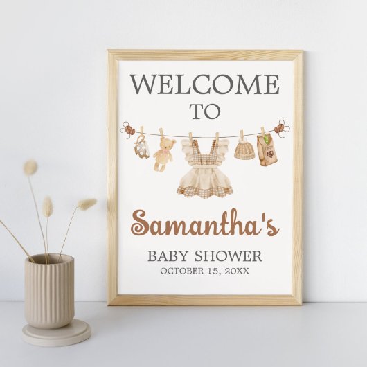 Poster Brewing Coffee Baby Shower Welcome Sign