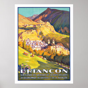 Poster Briançon, Belle Ville en Alpes Françaises, France