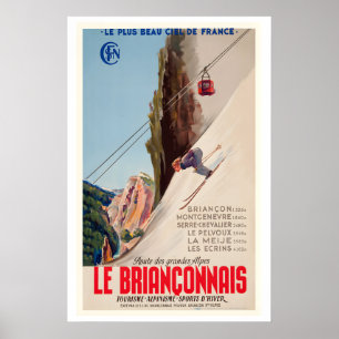 Poster Briançon France Route des Grandes Alpes Vintage