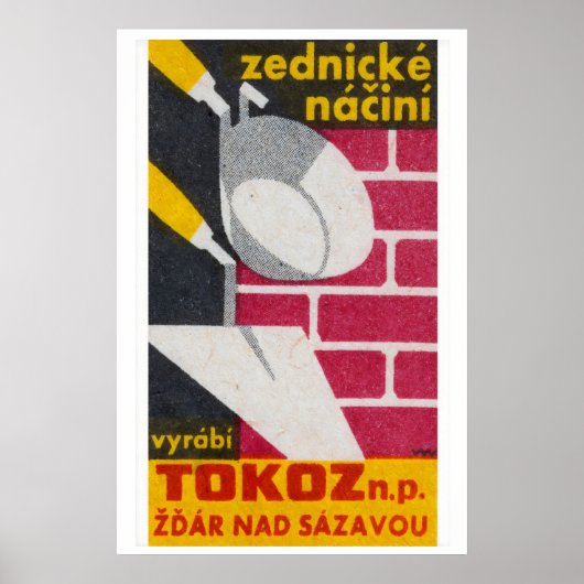 Poster Bricklaying Construction - Matchbox Print - Czech (Devant)