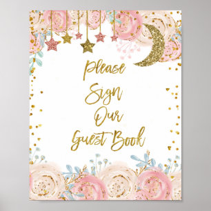 Poster Bricolage doré S'il vous plaît signer notre livre 