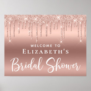 Poster Bridal Shower Rose Gold Glitter Welcome