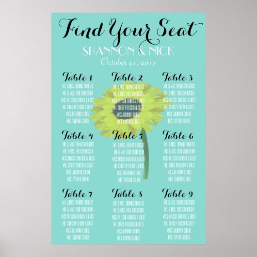 Poster BRIDE & CO Sunflower 9 Table Mariage d'automne (Devant)