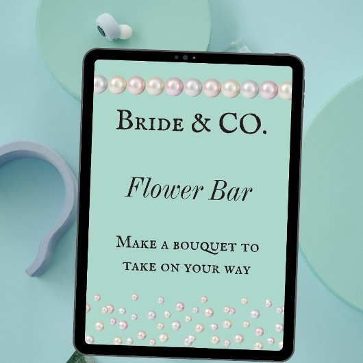 Poster Bride Co Turquoise Blue Pearl Fête des mariées bar