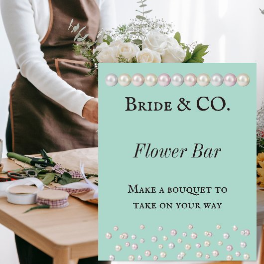 Poster Bride Co Turquoise Blue Pearl Fête des mariées bar