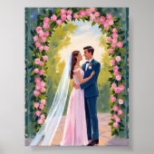 Poster Bride & Groom Garden Arch | Floral Wedding Painted (Devant)