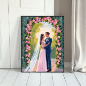 Poster Bride & Groom Garden Arch | Floral Wedding Painted