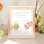 Poster Bride & Groom Signature Boissons Aquarelle Cocktai<br><div class="desc">Un signe de cocktail mariage pour la mariée douce, acidulée et citronnée et la signature du marié qui est imprégné d'amour ! Notre collection de mariages modernes de cocktails citrus floral paradise capte une ambiance cocktail estivale. Une palette de couleurs doux et feutrée, à base de pêche à la pêche...</div>