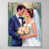 Poster Bride & Groom | Wedding Newlyweds Watercolor (Devant)
