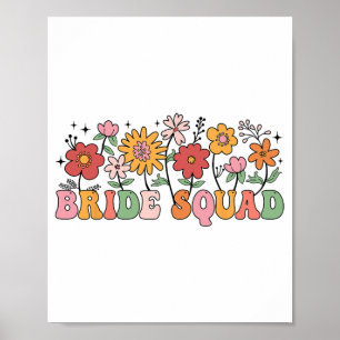 Poster Bride Squad Fleur sauvage Mariage de la fête nupti