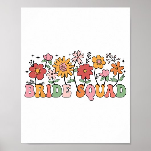 Poster Bride Squad Fleur sauvage Mariage de la fête nupti (Devant)