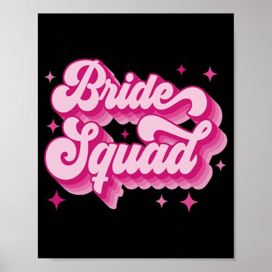 Poster Bride Squad Retro Mariage de la fête de la mariée (Devant)