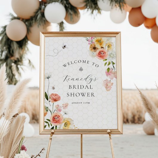 Poster Bride to Bee Floral Baby Shower Welcome
