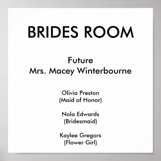 Poster BRIDES ROOM, FutureMrs. Macey Winterbourne, Oli... (Devant)
