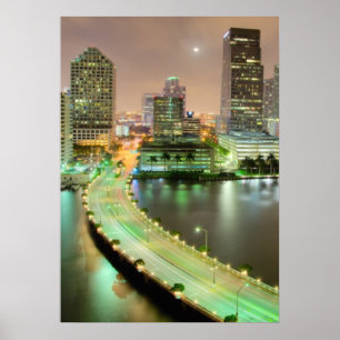 Poster Bridge leads across waterway to downtown