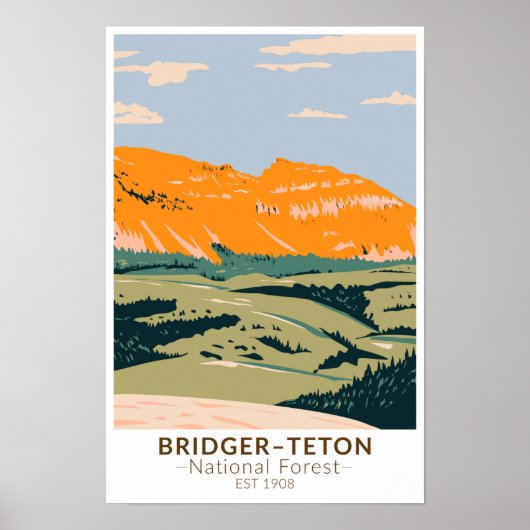 Poster Bridger Teton National Forest Sheep Mountain (Devant)