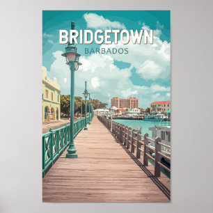 Poster Bridgetown Barbade Illustration Voyage Art Retro