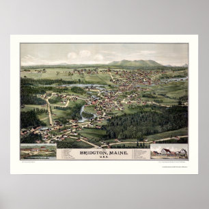 Poster Bridgton, ME Carte panoramique - 1888