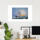 Poster Brigantine En Mer Animée (Bureau à domicile)