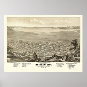 Poster Brigham City, UT Carte panoramique - 1875