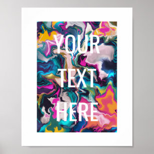 Poster Bright and Colorful Abstrait Marbling Personnalisé
