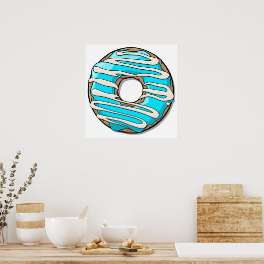 Poster Bright Blue Donut (Cuisine)