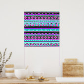 Poster Bright Blue et violet motif tribal (Cuisine)