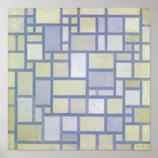 Poster Bright Colors Gray Lines | Piet Mondrian | (Devant)
