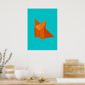 Poster Bright Cute Origami Fox (Cuisine)