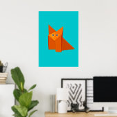 Poster Bright Cute Origami Fox (Bureau à domicile)