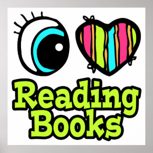 Poster Bright Eye Heart I Love Lecture Livres