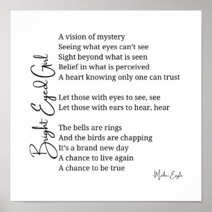 Poster Bright Eyed Girl Inspirational Poem Mur Art Décor